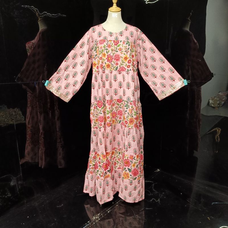 L/XL  Moon Printed Cotton Dress 57" Long Jalabiya