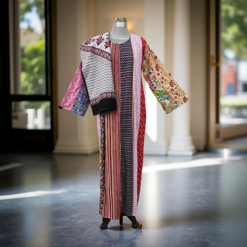 S/M Malaysia Printed Cotton Dress 57" Long Jalabiya With Sheila