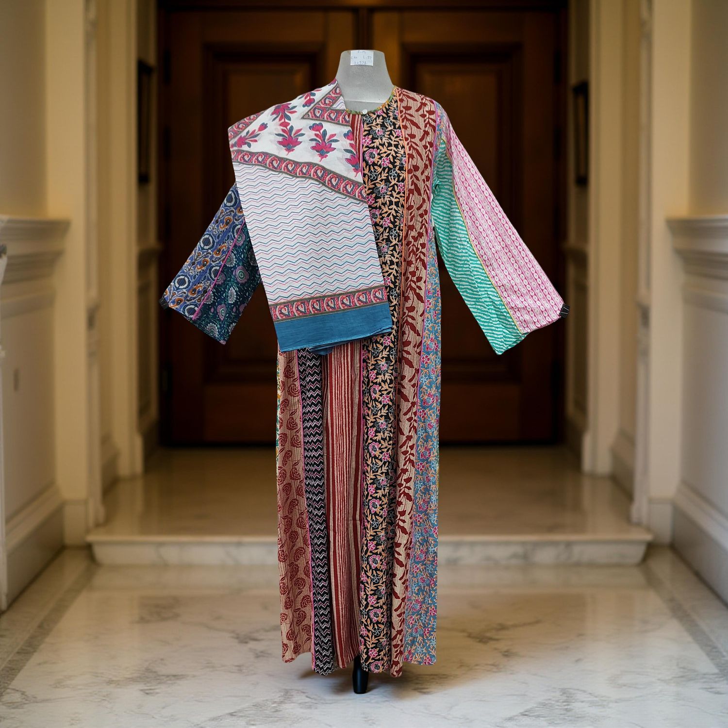 S/M Malaysia Printed Cotton Dress 57" Long Jalabiya With Sheila