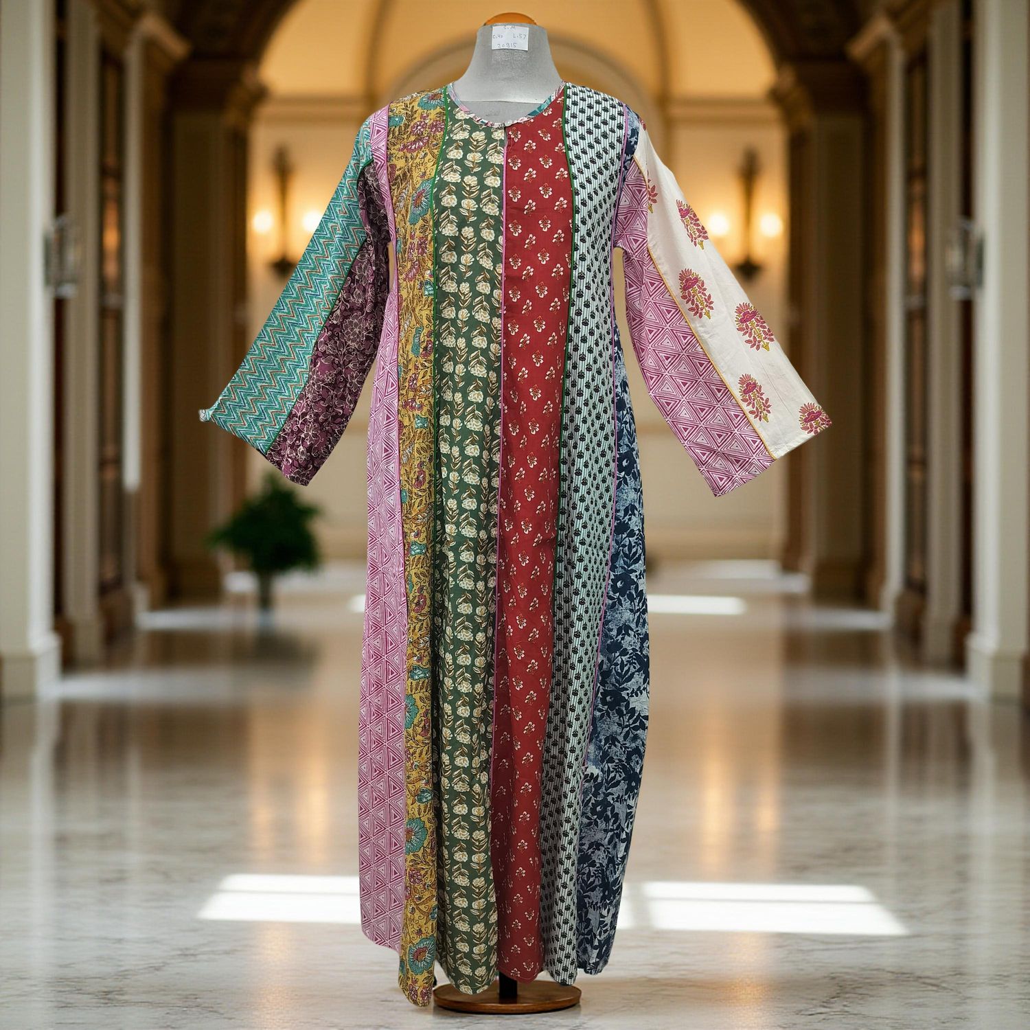 S/M Malaysia Printed Cotton Dress 57" Long Jalabiya