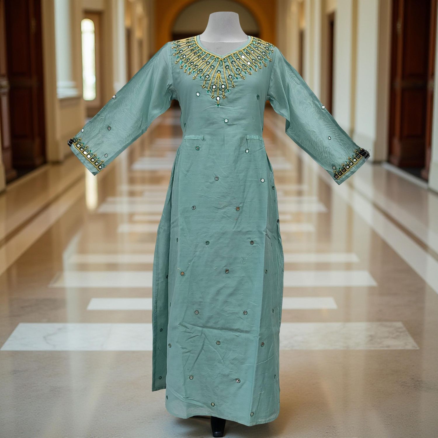 S/M Special Printed Cotton Dress 56" Long Jalabiya