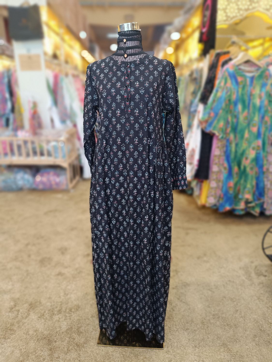 S/M Jasmine Printed Cotton  Dress 57"Long Jalabiya