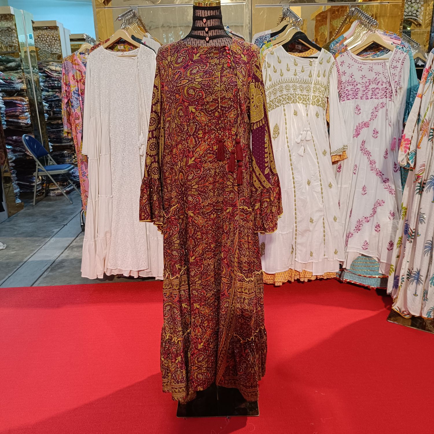 L/XL Cindrella Silk Crystal  Dress 57" Long Jalabiya