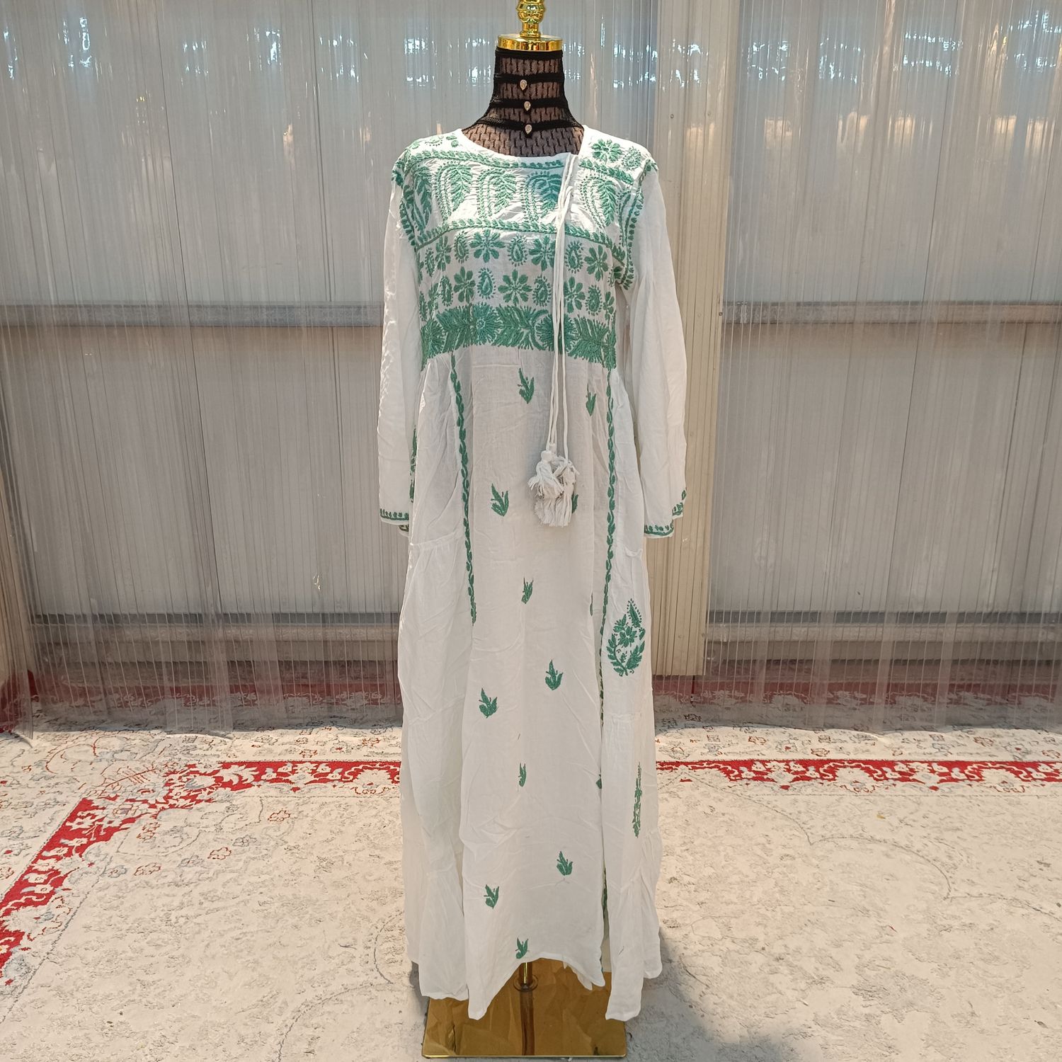 L/XL Cindrella embroidery Cotton Dress 57" Long Jalabiya