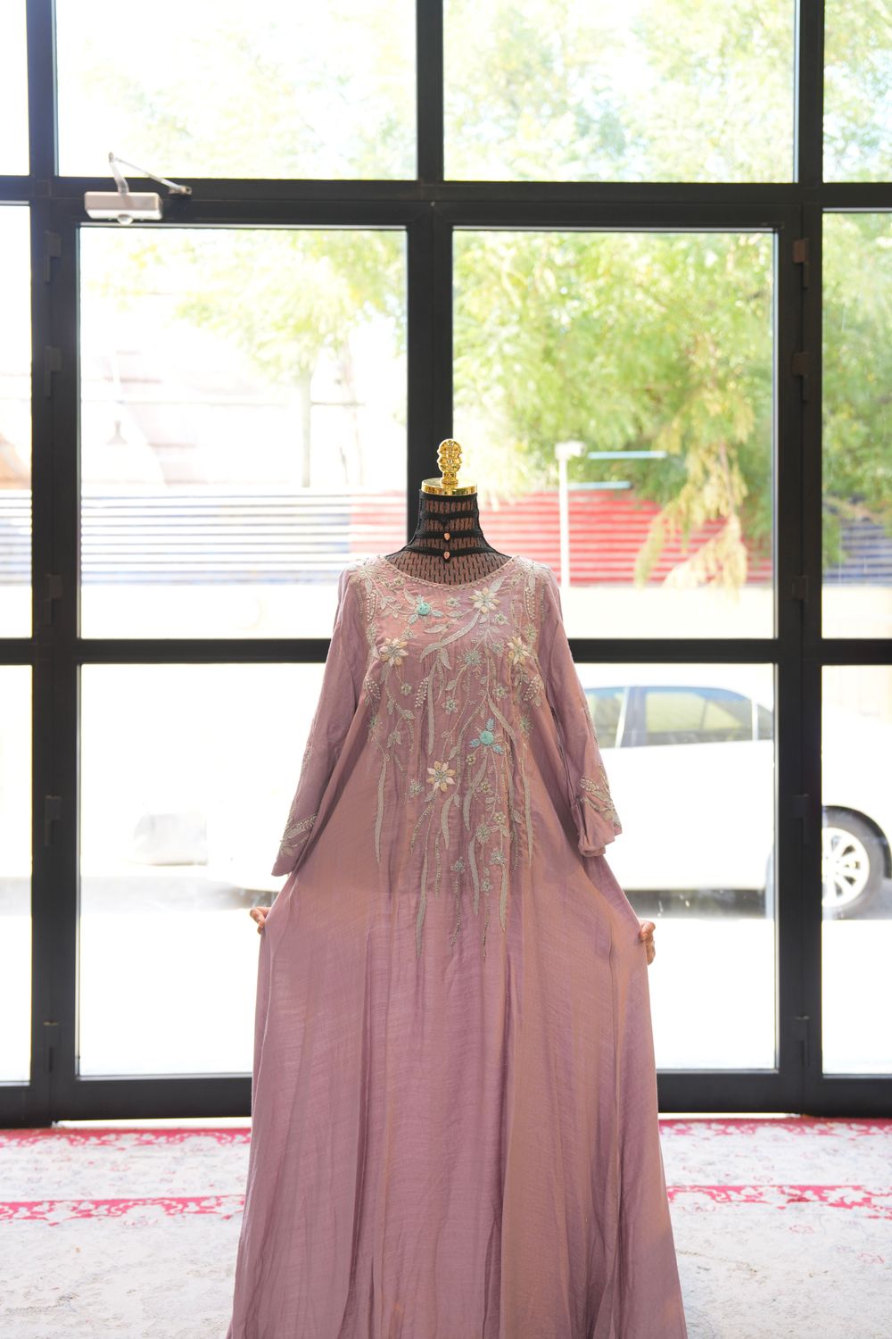 L Size Pink Special Dress With Embroidery Length 55"