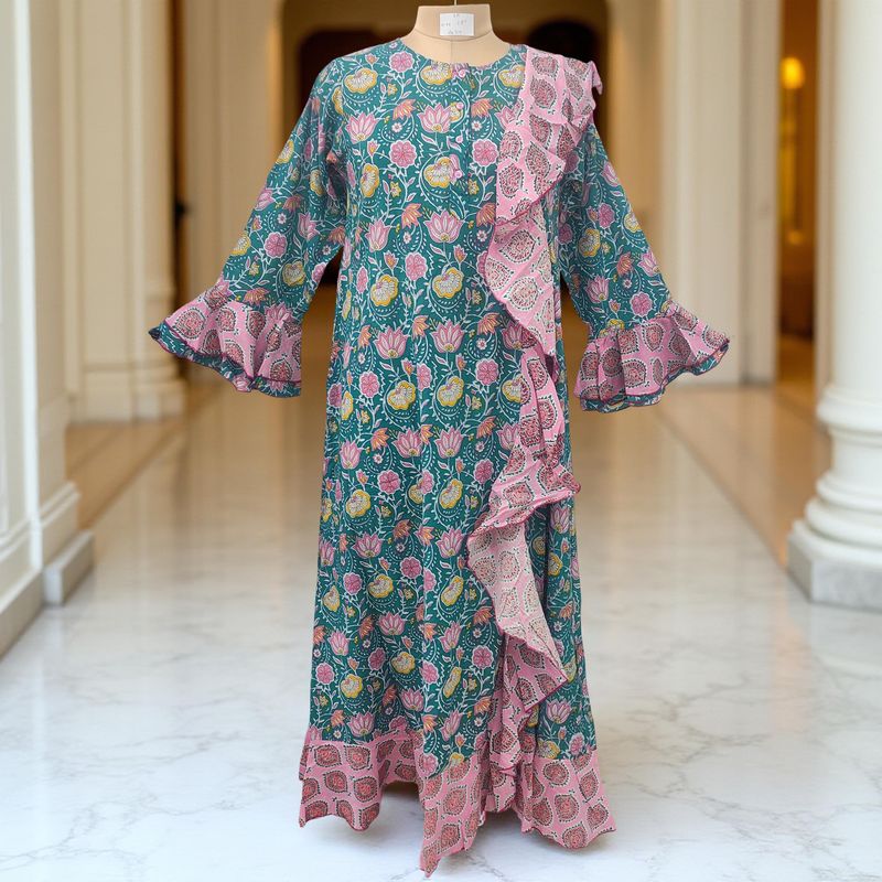 S/M Princess Printed Cotton Dress 57" Jalabiya