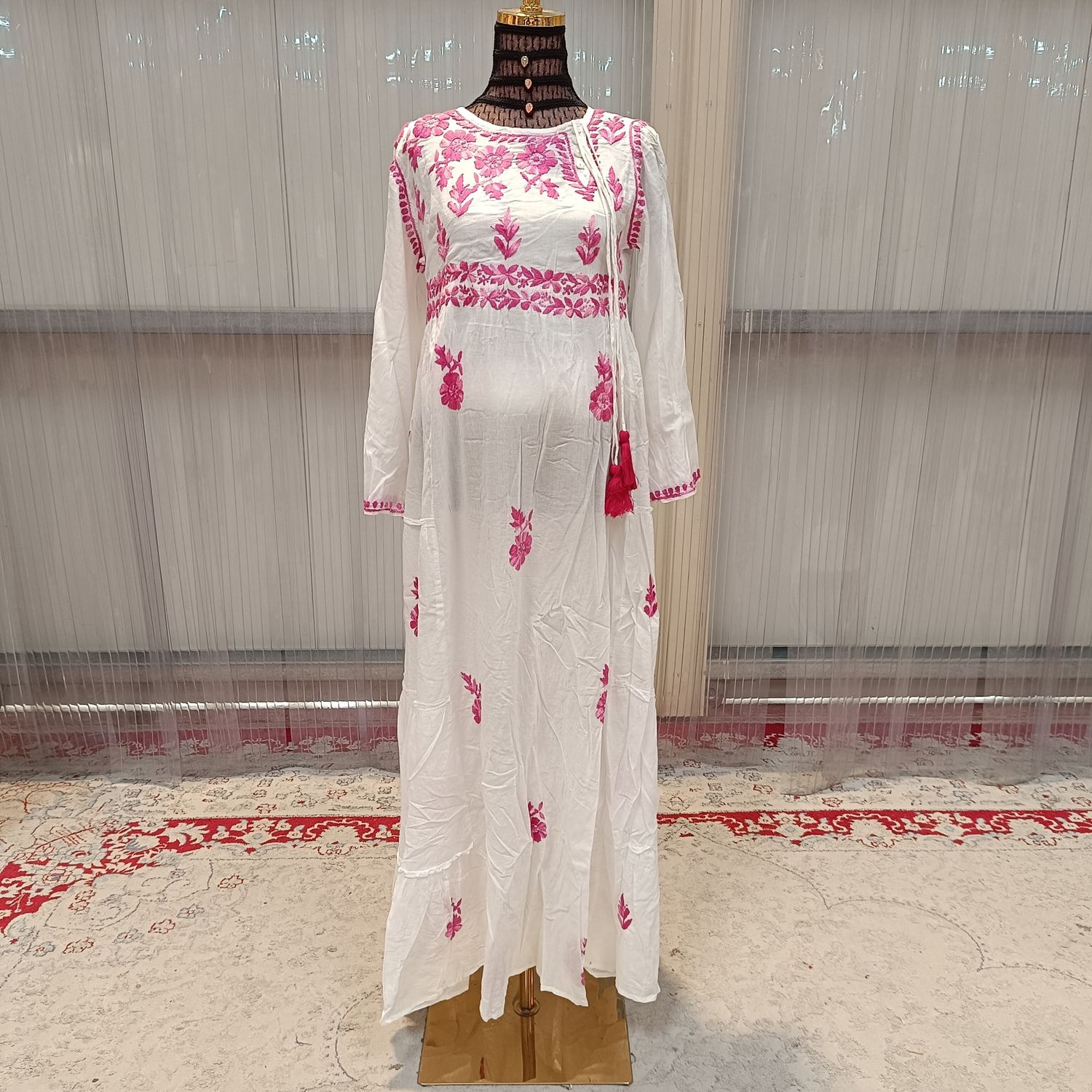 XS-S Cindrella embroidery  Cotton Dress 54" Long Jalabiya