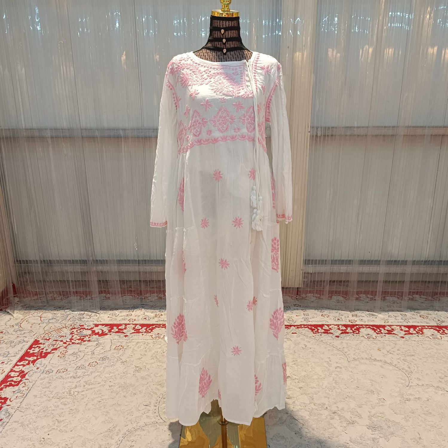 L/XL Cindrella embroidery Cotton Dress 57" Long Jalabiya