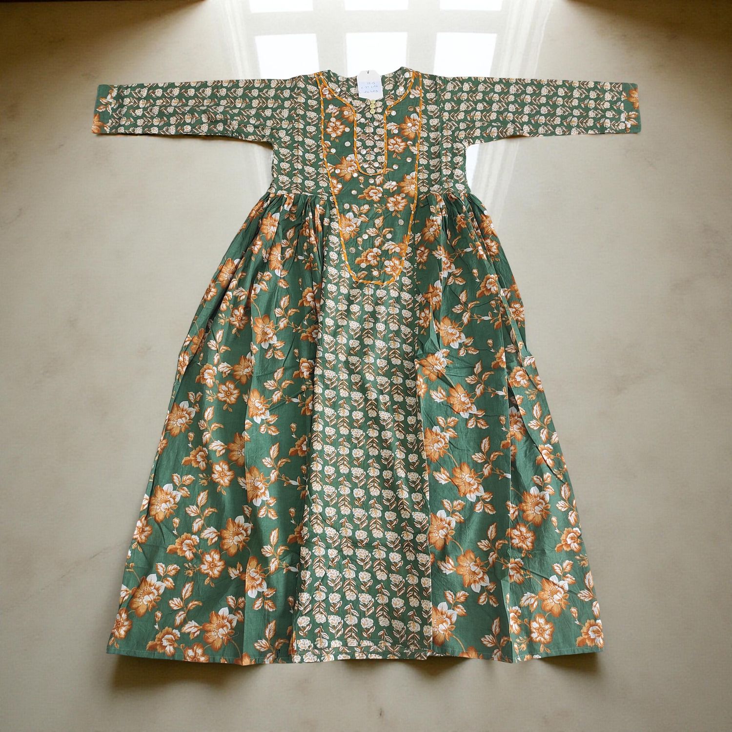 12-13  years Suf Cotton Dress 50" Long Jalabiya