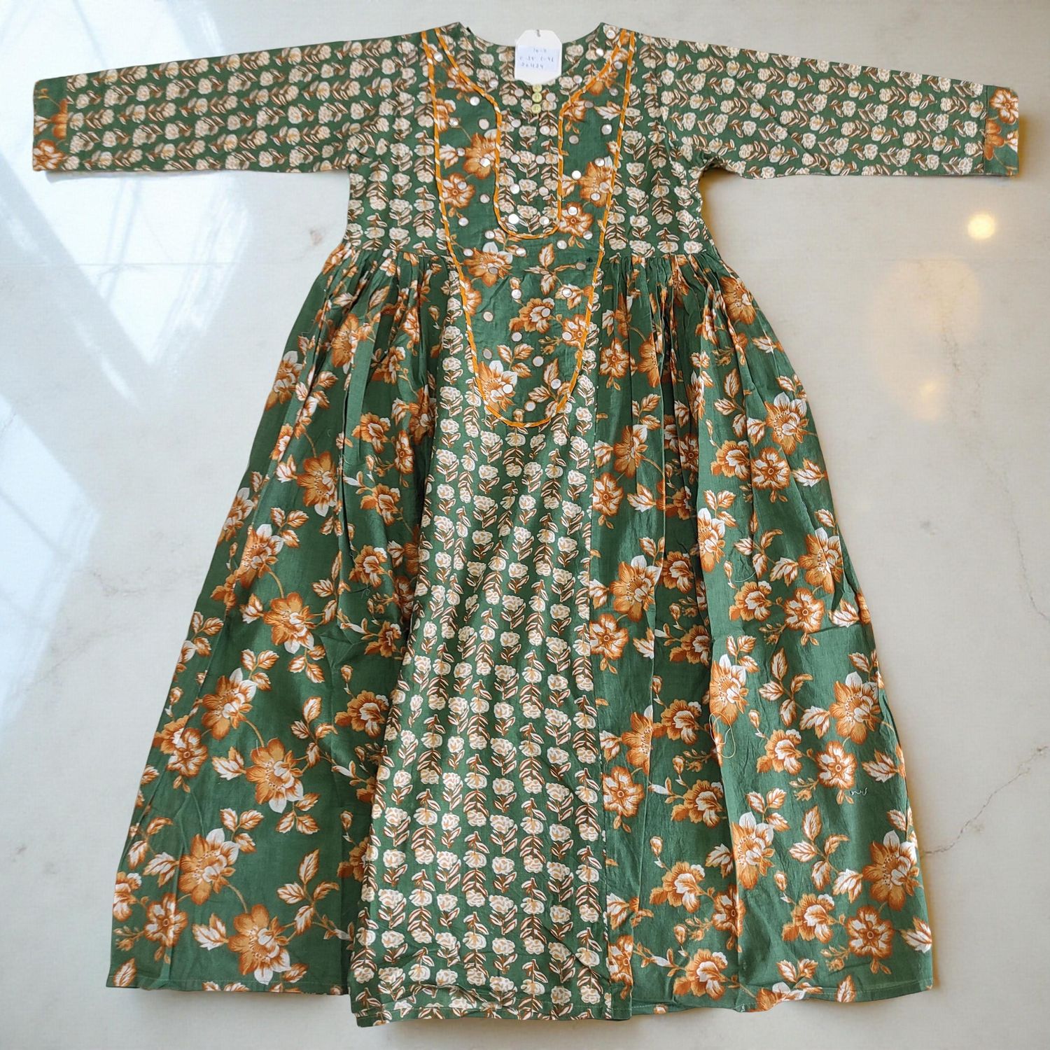 10-11 Year Suf Cotton Girls Dress 46" Long Jalabiya