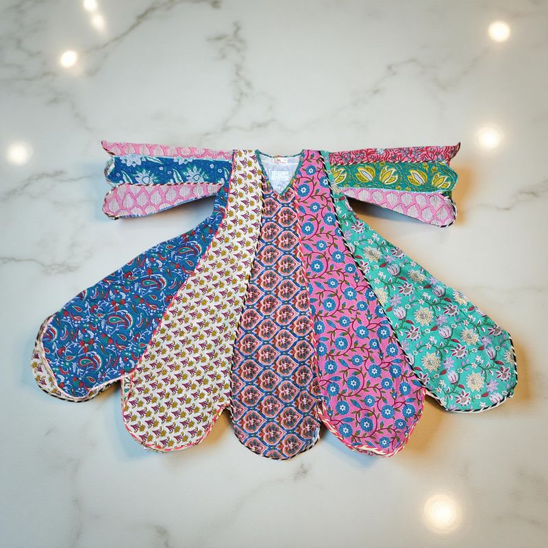 6-7 Year Meher Multi Printed Cotton Girls Dress 38" Long Jalabiya