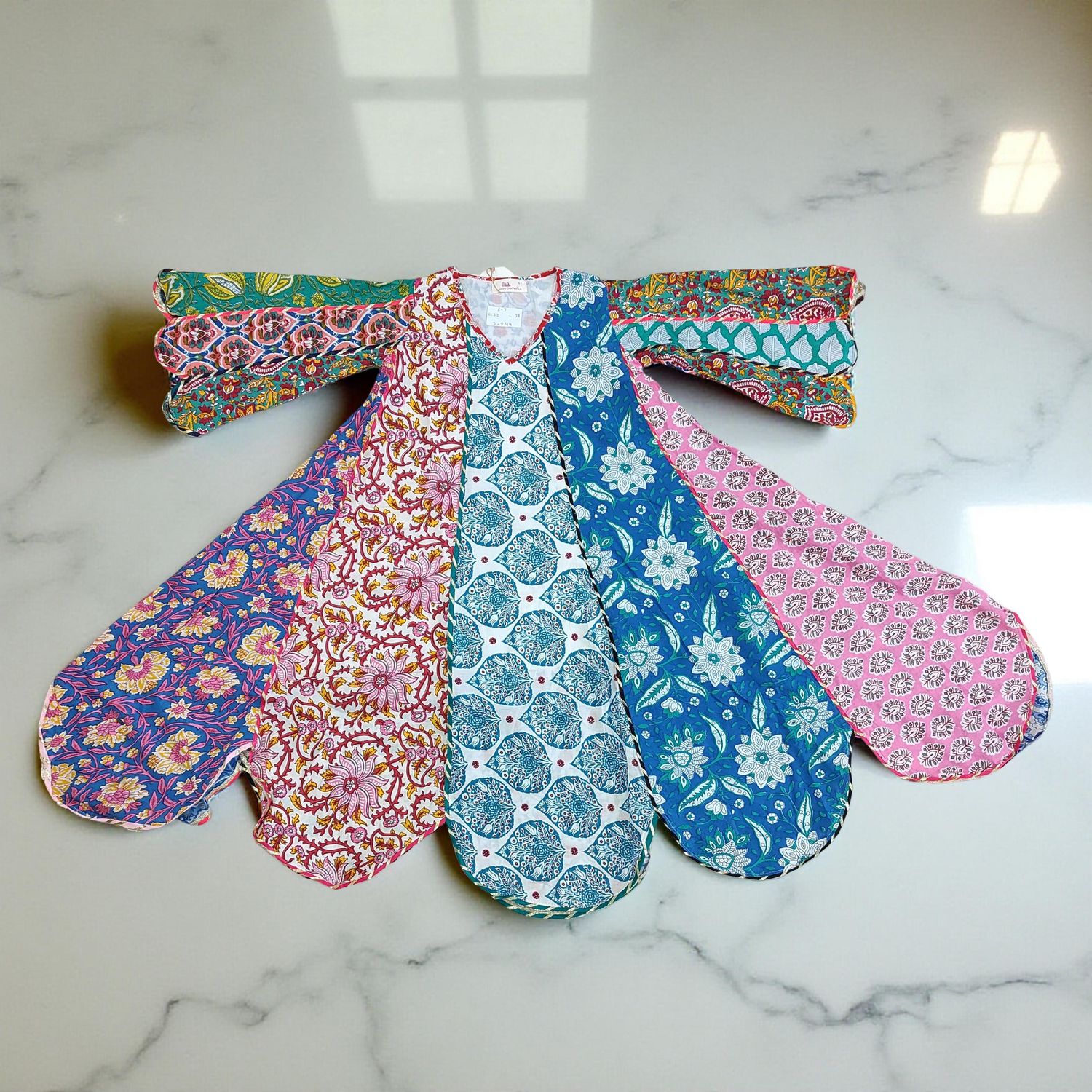 6-7 Year Meher Multi Printed Cotton Girls Dress 38" Long Jalabiya