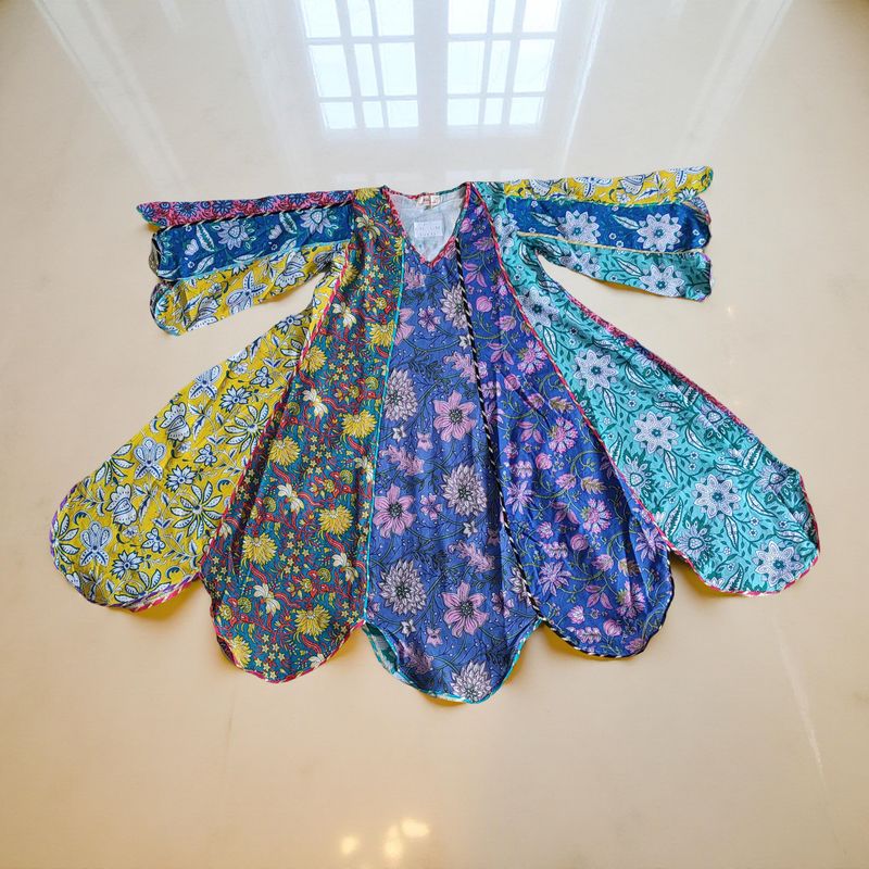 6-7 Year Meher Multi Printed Cotton Girls Dress 38" Long Jalabiya