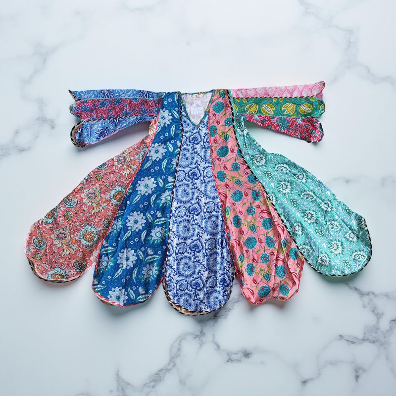 6-7 Year Meher Multi Printed Cotton Girls Dress 38" Long Jalabiya