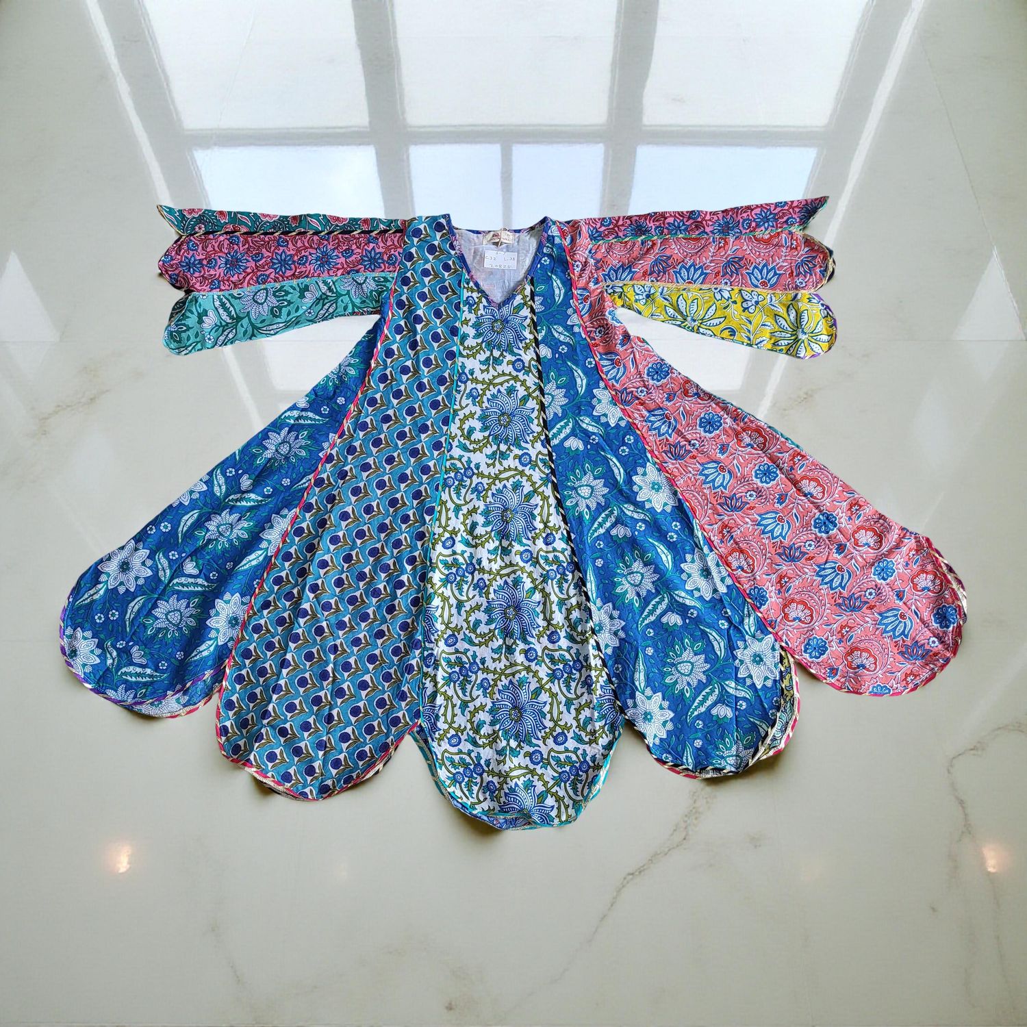 6-7 Year Meher Multi Printed Cotton Girls Dress 38" Long Jalabiya