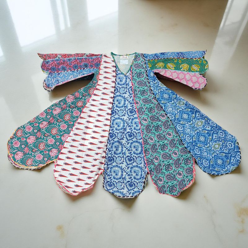 6-7 Year Meher Multi Printed Cotton Girls Dress 38" Long Jalabiya