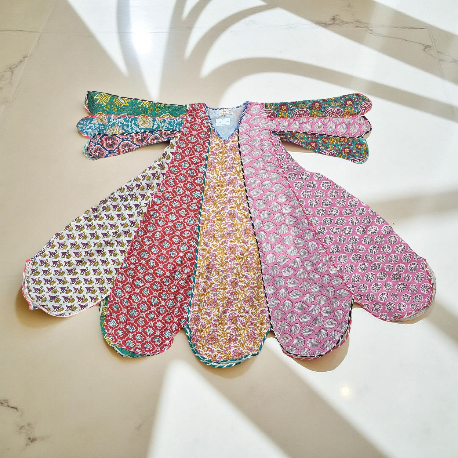 6-7 Year Meher Multi Printed Cotton Girls Dress 38" Long Jalabiya