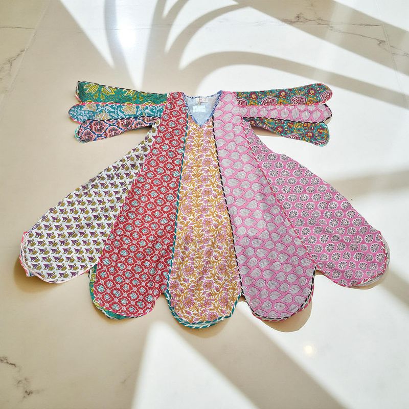 6-7 Year Meher Multi Printed Cotton Girls Dress 38" Long Jalabiya