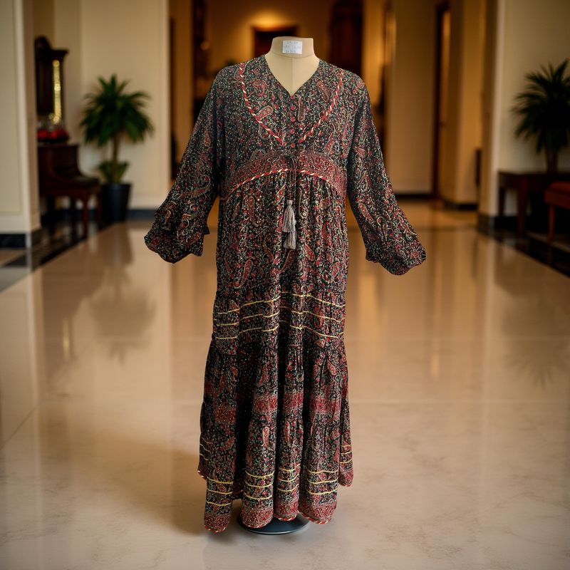 2XL/3XL Adeeba Crystal Silk Dress 57" Long Jalabiya