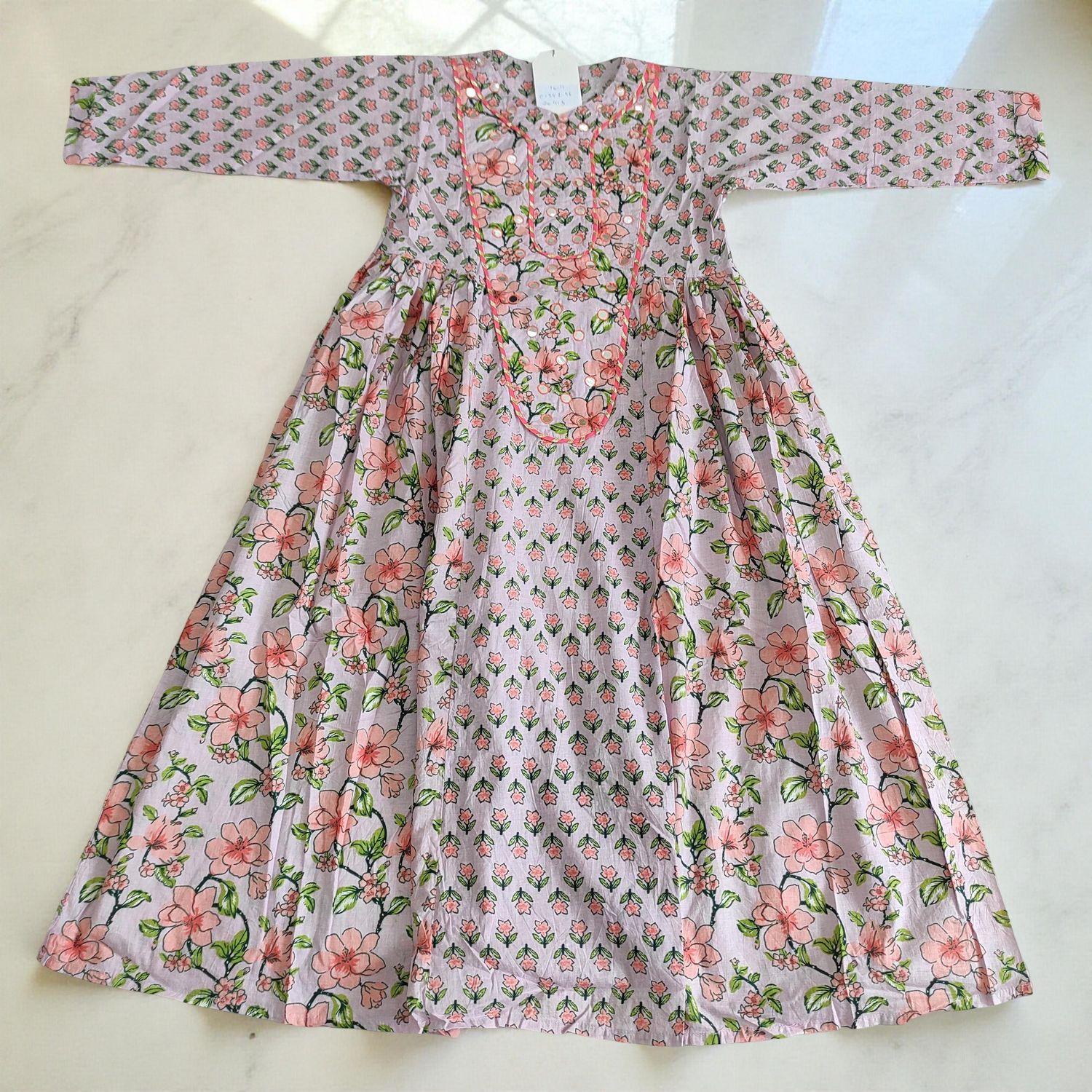 10-11 Year Suf Cotton Girls Dress 46" Long Jalabiya