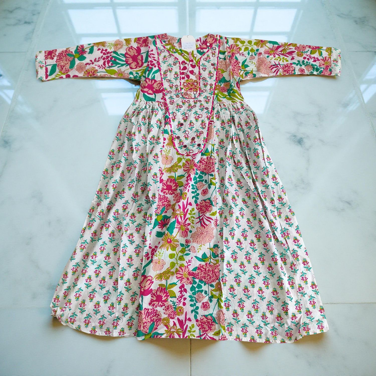 10-11 Year Suf Cotton Girls Dress 46" Long Jalabiya