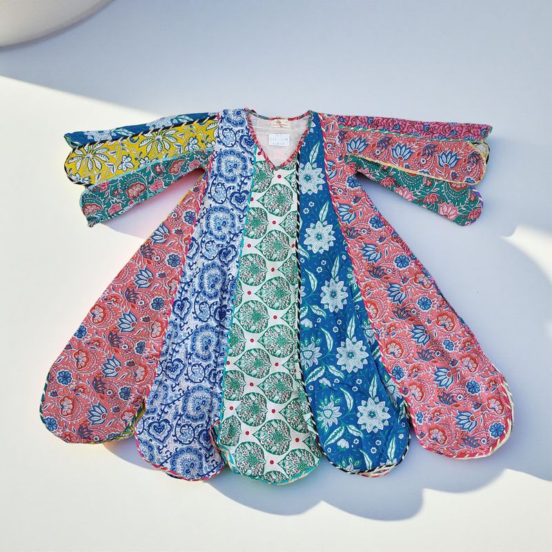 6-7 Year Meher Multi Printed Cotton Girls Dress 38" Long Jalabiya