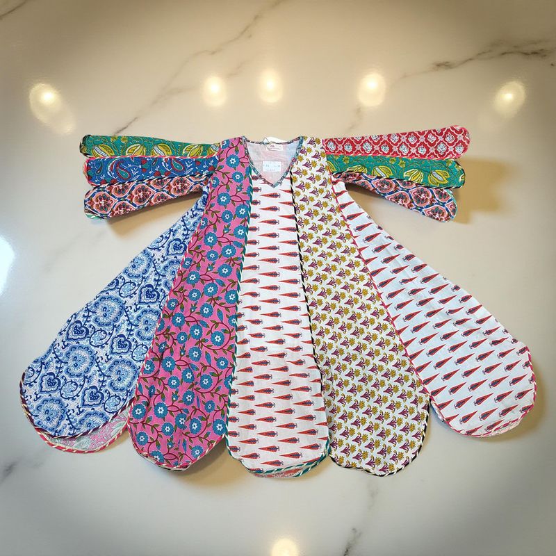 6-7 Year Meher Multi Printed Cotton Girls Dress 38" Long Jalabiya