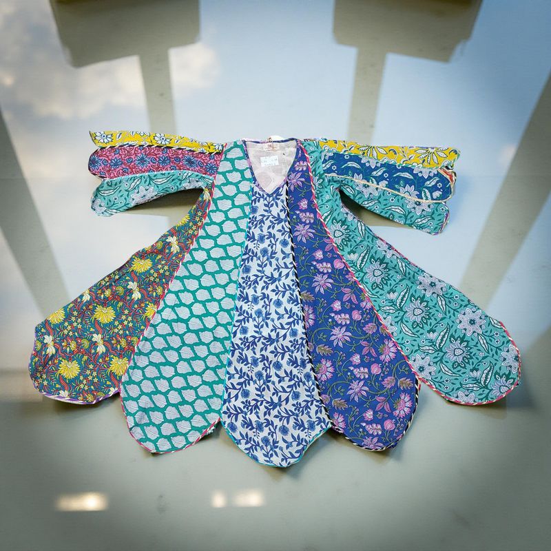 6-7 Year Meher Multi Printed Cotton Girls Dress 38" Long Jalabiya