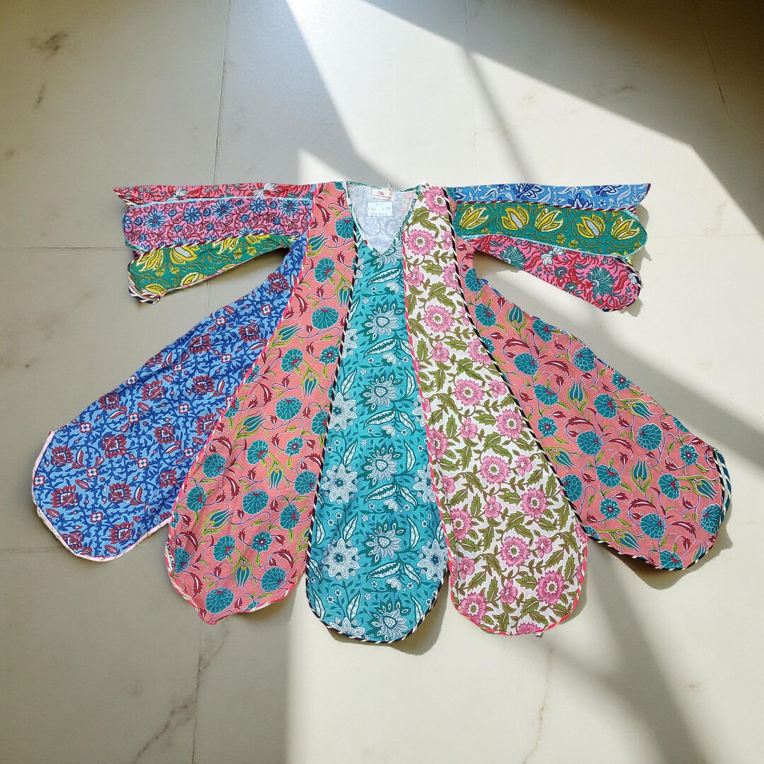 6-7 Year Meher Multi Printed Cotton Girls Dress 38" Long Jalabiya