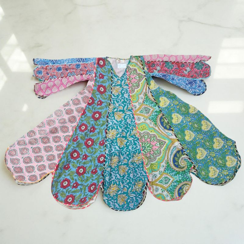 6-7 Year Meher Multi Printed Cotton Girls Dress 38" Long Jalabiya