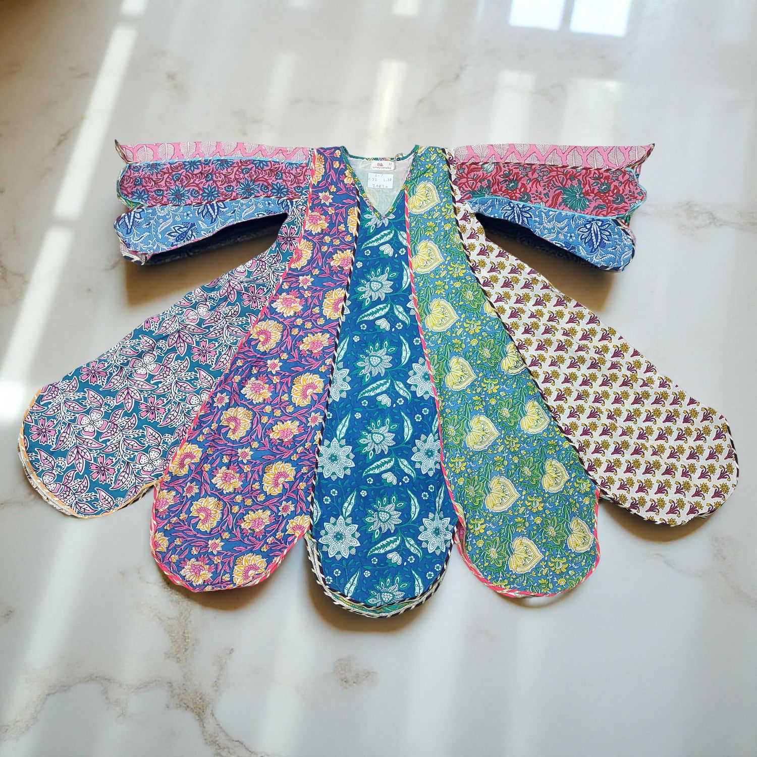 6-7 Year Meher Multi Printed Cotton Girls Dress 38" Long Jalabiya