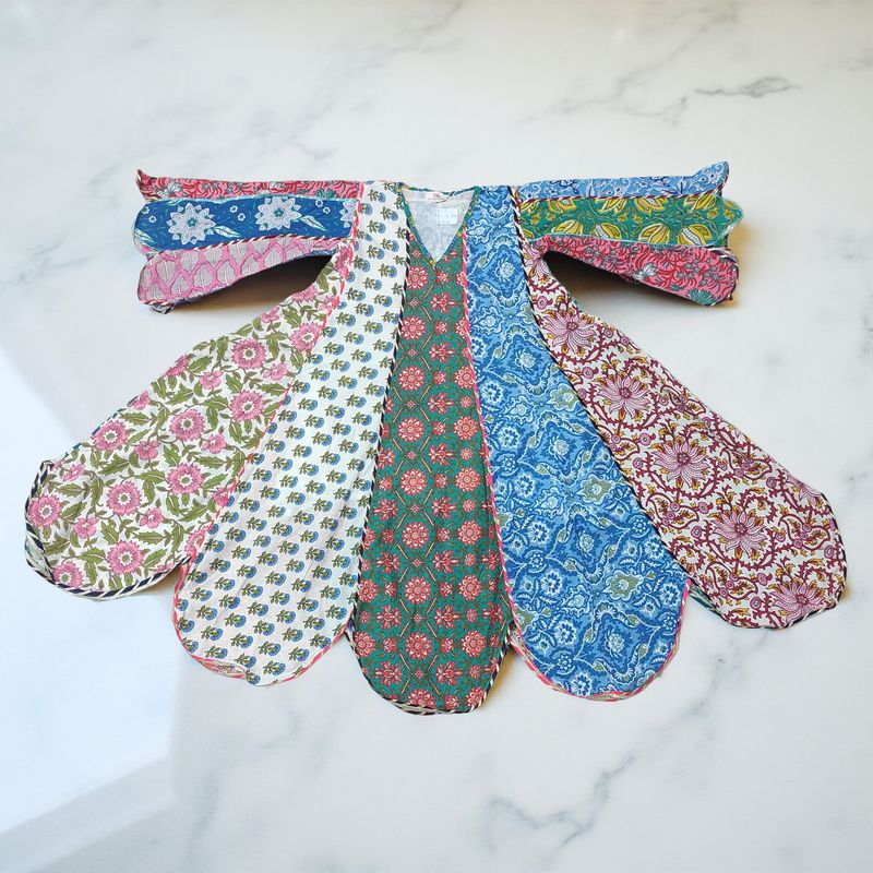 6-7 Year Meher Multi Printed Cotton Girls Dress 38" Long Jalabiya