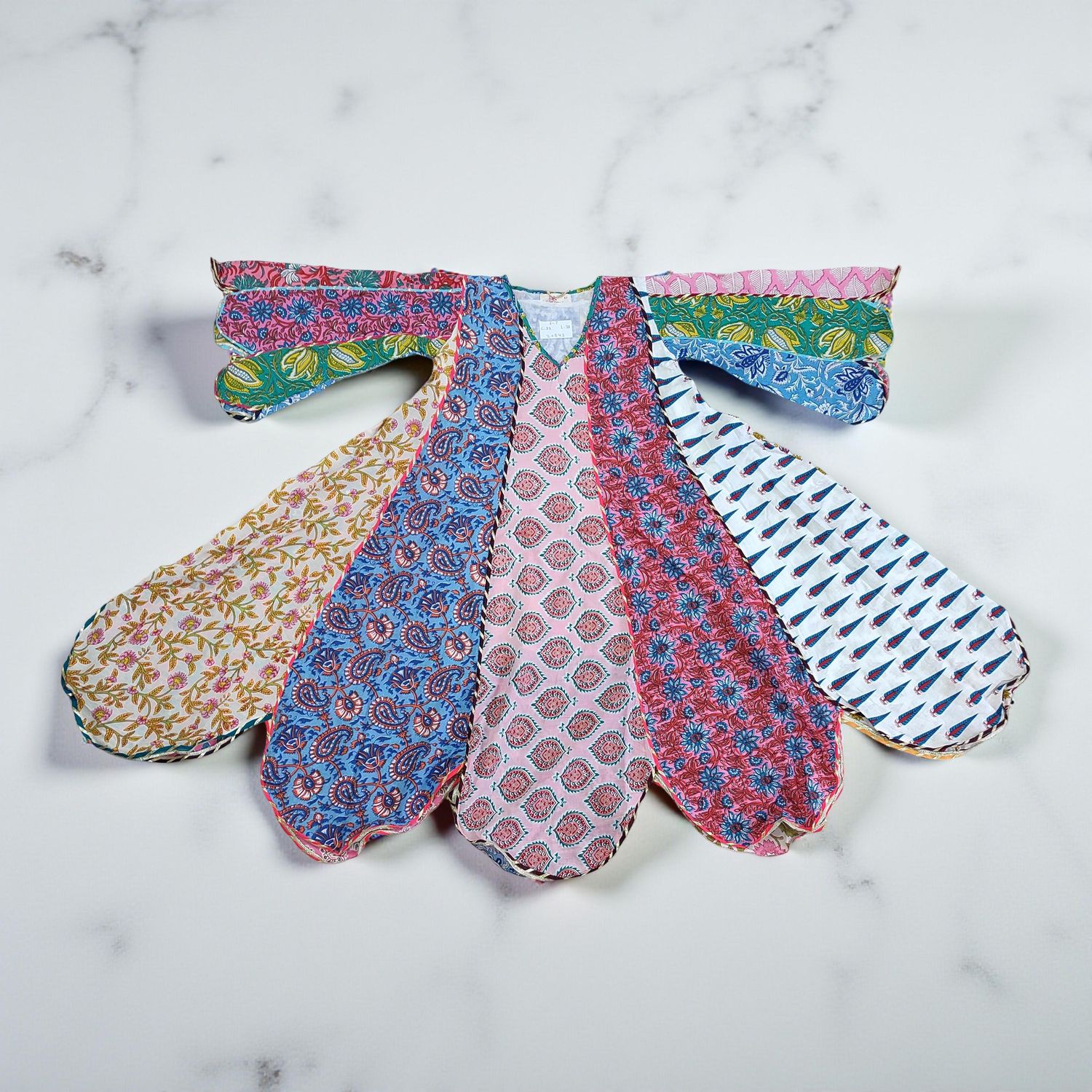 6-7 Year Meher Multi Printed Cotton Girls Dress 38" Long Jalabiya