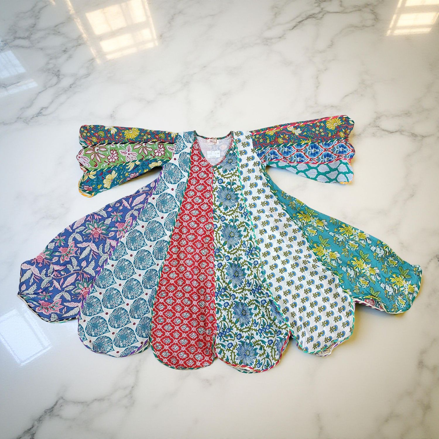 6-7 Year Meher Multi Printed Cotton Girls Dress 38" Long Jalabiya