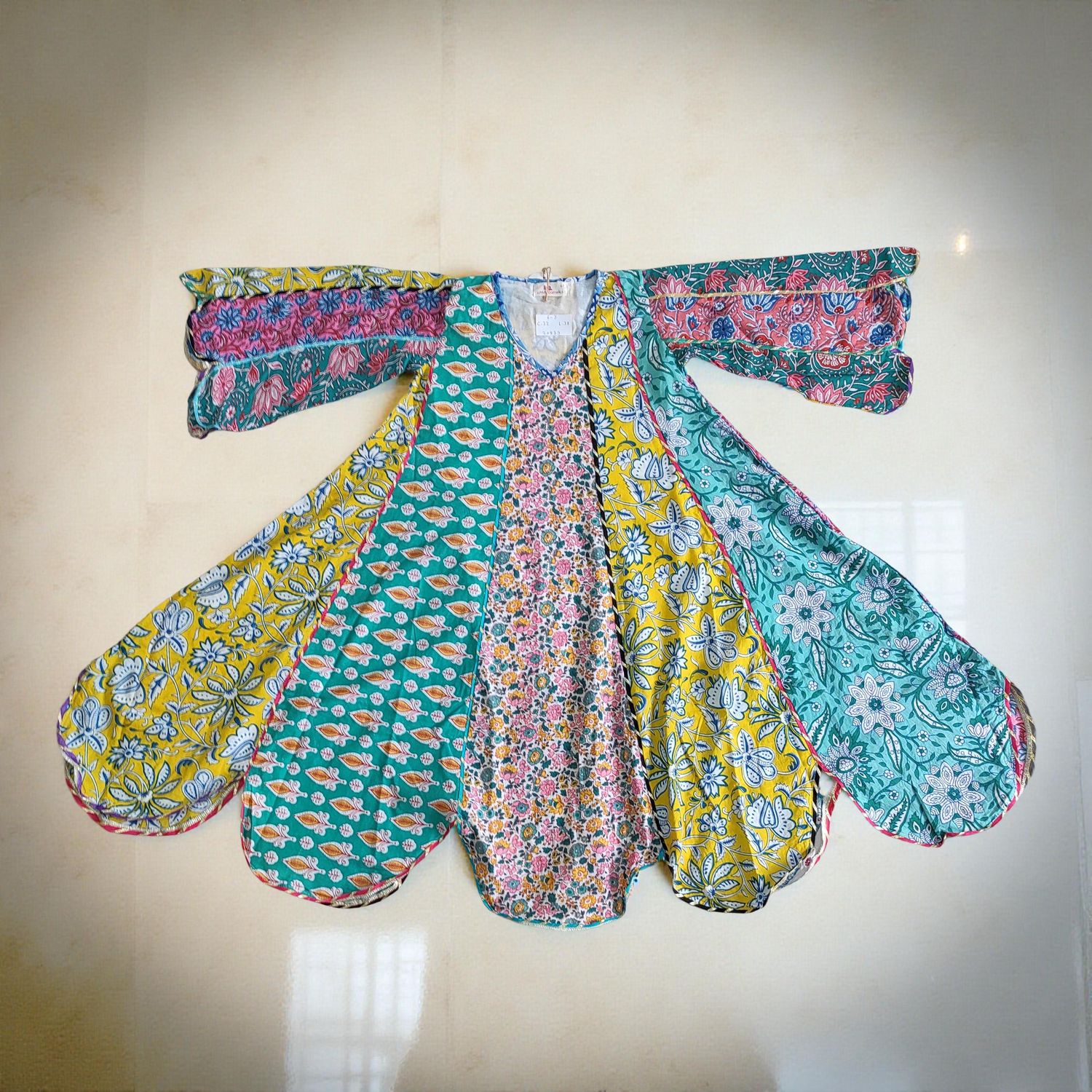 6-7 Year Meher Multi Printed Cotton Girls Dress 38" Long Jalabiya