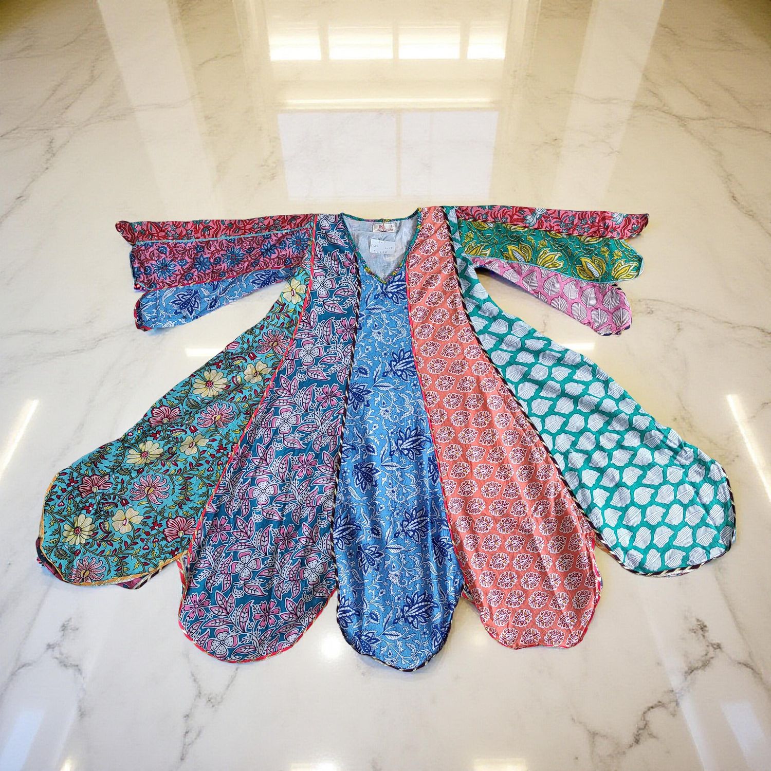 6-7 Year Meher Multi Printed Cotton Girls Dress 38" Long Jalabiya