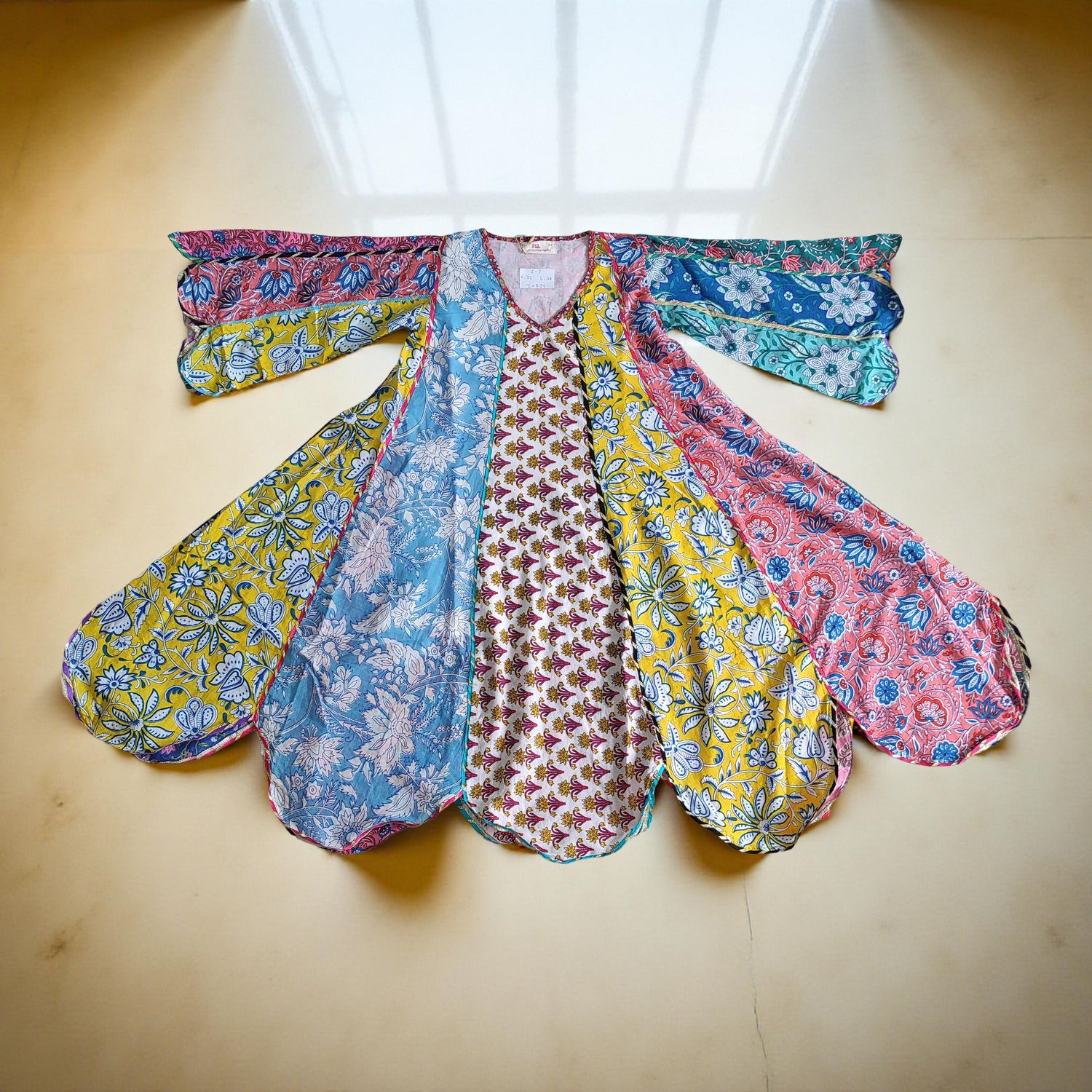 6-7 Year Meher Multi Printed Cotton Girls Dress 38" Long Jalabiya