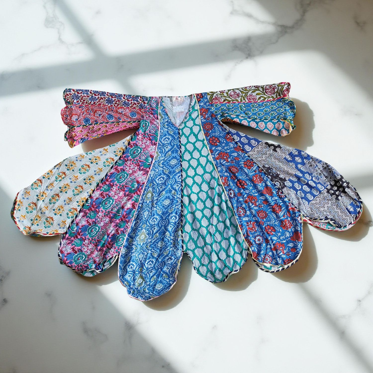 6-7 Year Meher Multi Printed Cotton Girls Dress 38" Long Jalabiya