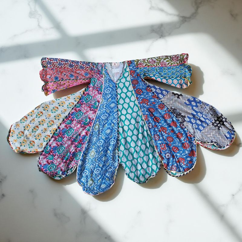 6-7 Year Meher Multi Printed Cotton Girls Dress 38" Long Jalabiya