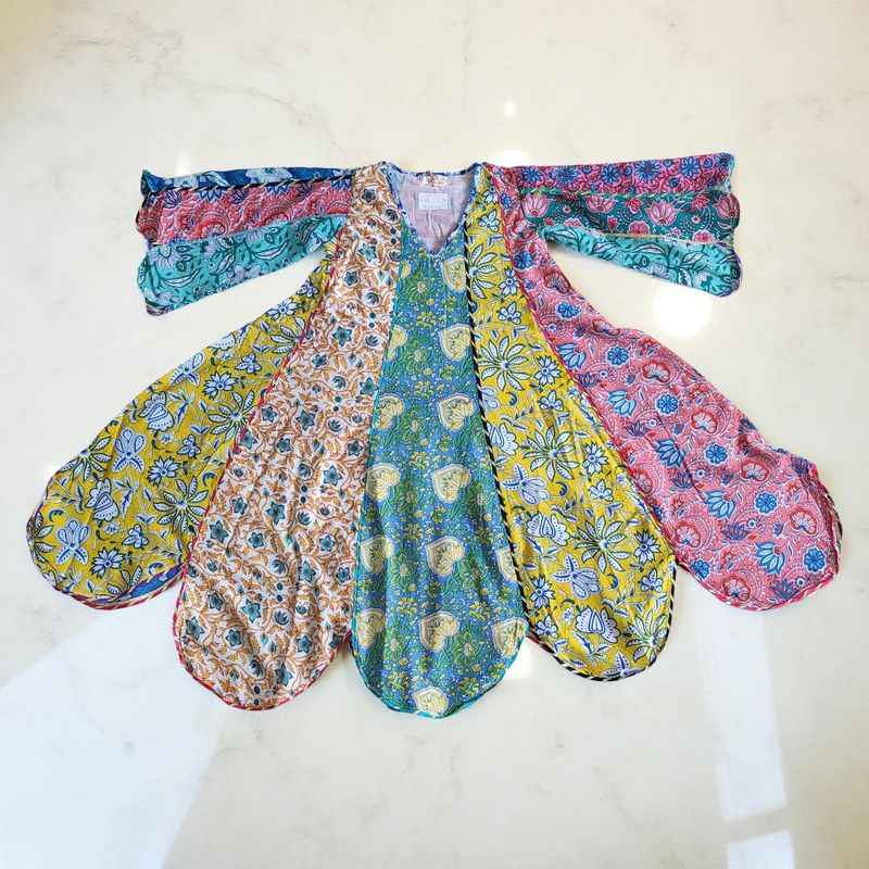 6-7 Year Meher Multi Printed Cotton Girls Dress 38" Long Jalabiya