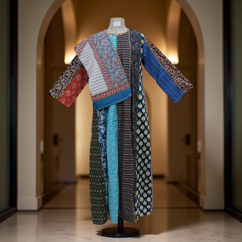 S/M Malaysia Printed Cotton Dress 57" Long Jalabiya With Sheila