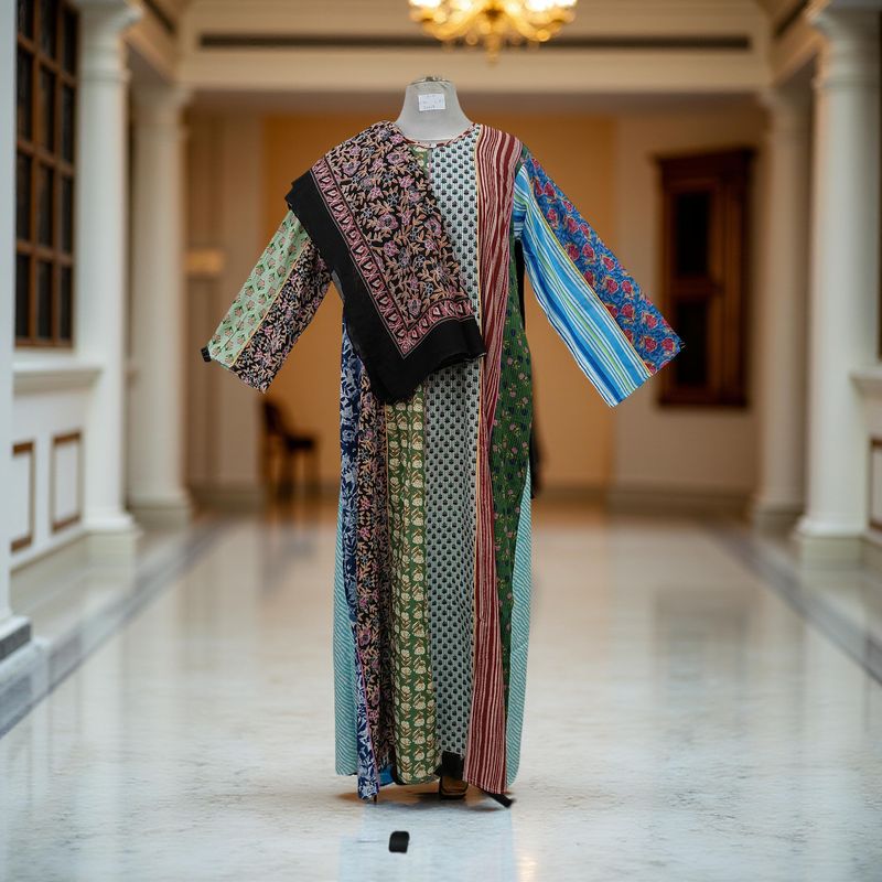 S/M Malaysia Printed Cotton Dress 57" Long Jalabiya With Sheila