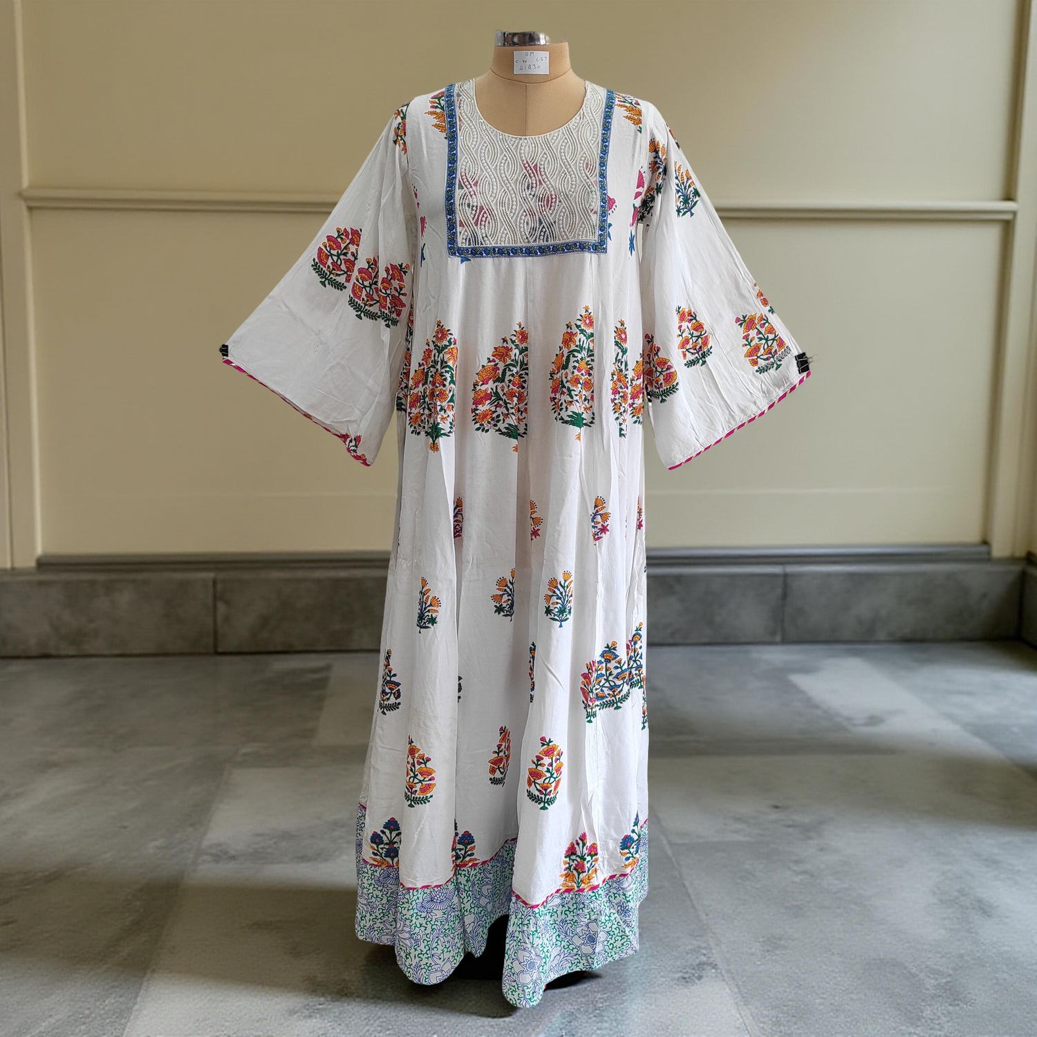 S/M Meheq Printed Cotton Dress 57" Long Jalabiya