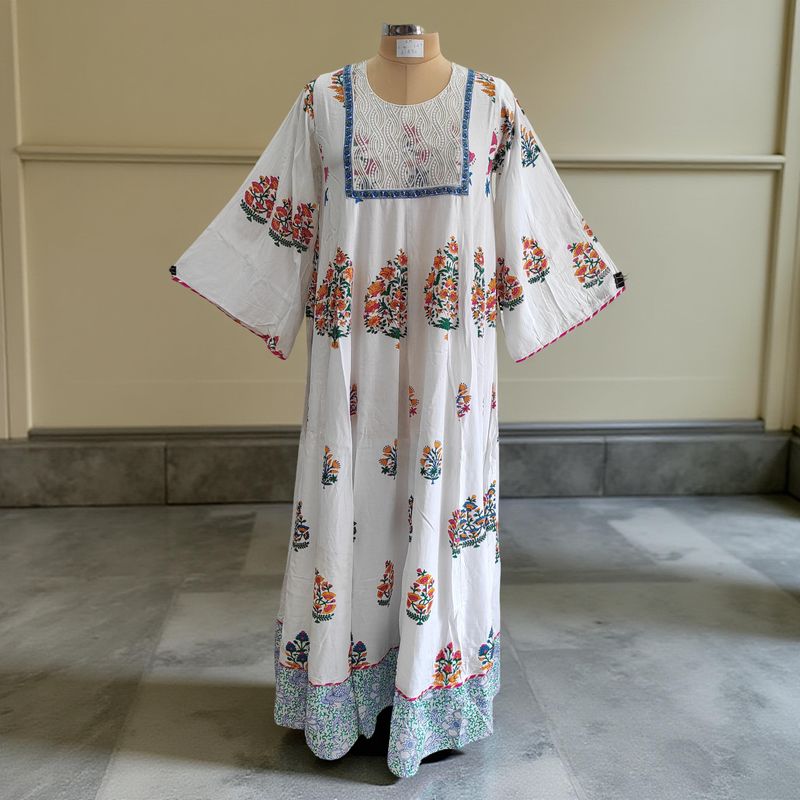 S/M Meheq Printed Cotton Dress 57" Long Jalabiya