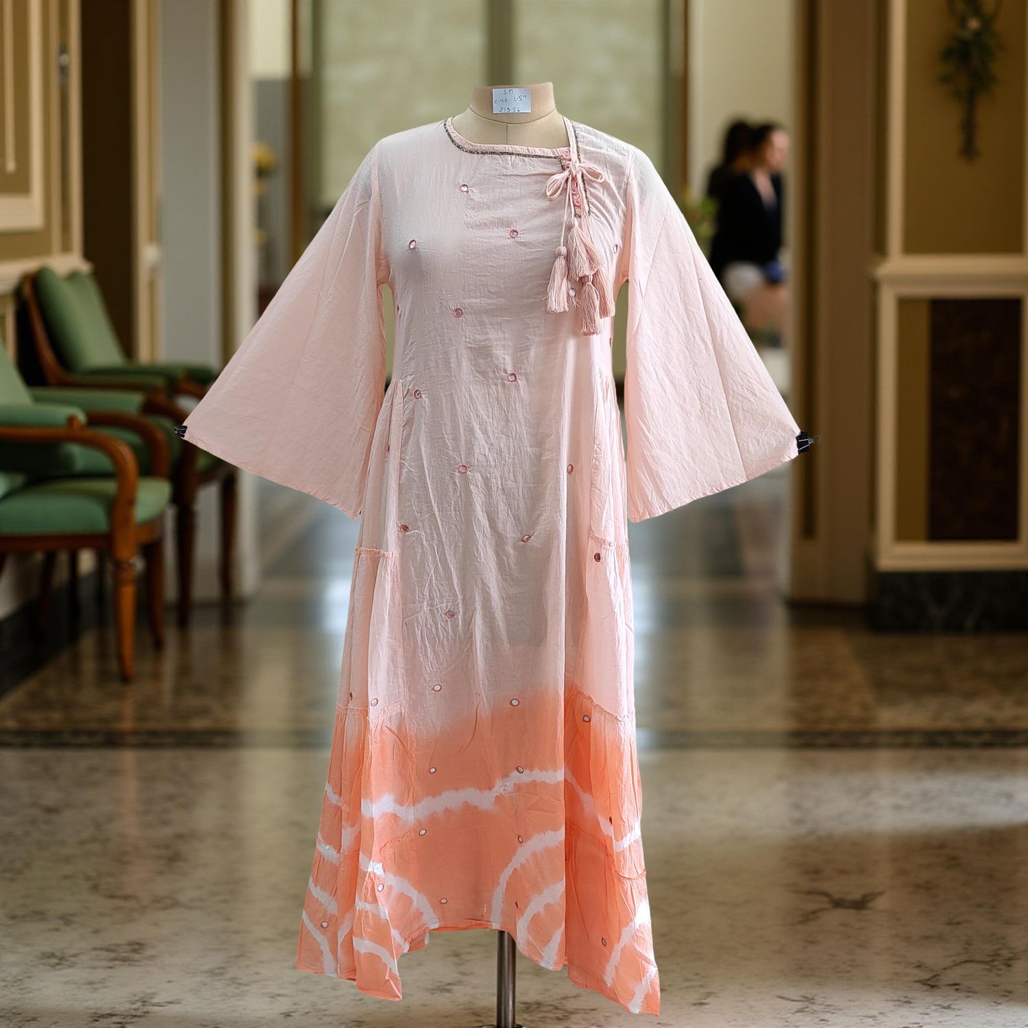 S/M Cindrella Tie Dye  Cotton Dress 57" Long Jalabiya