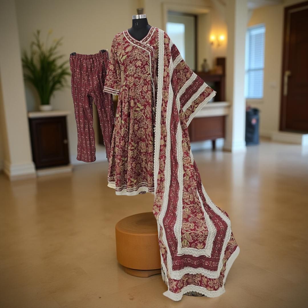 XS/S Printed Round Neck Collar 3 pcs Co-ord Set