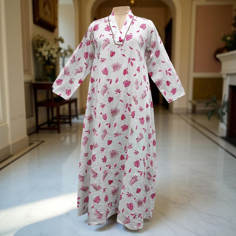 2XL/3XL Teena Cotton Dress 57" Long Jalabiya