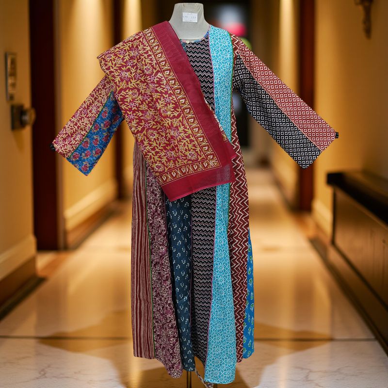 S/M Malaysia Printed Cotton Dress 57" Long Jalabiya With Sheila