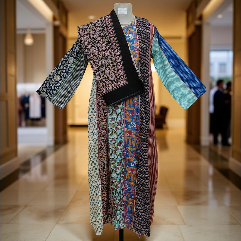 S/M Malaysia Printed Cotton Dress 57" Long Jalabiya With Sheila