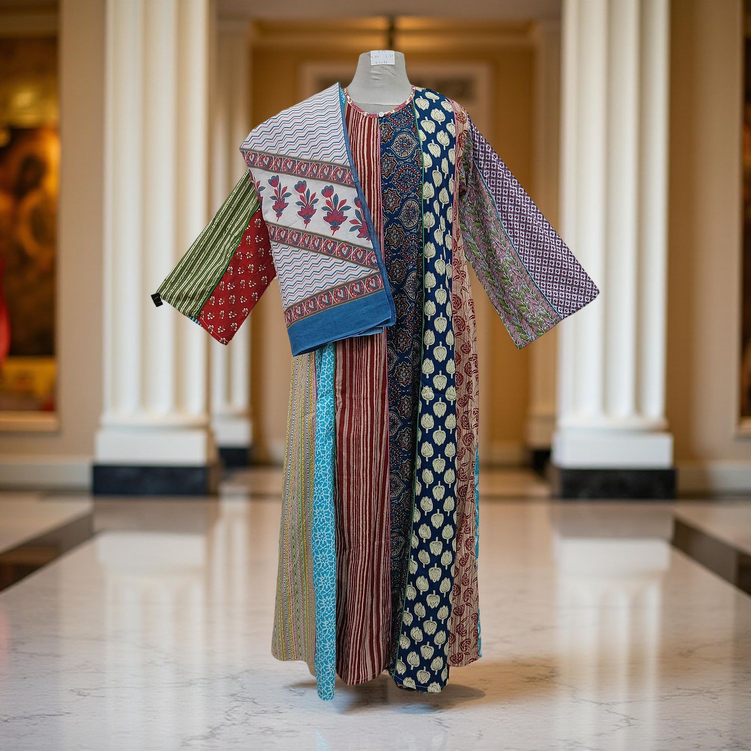 S/M Malaysia Printed Cotton Dress 57" Long Jalabiya With Sheila